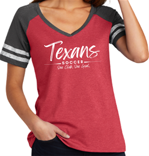 TEXANS LADIES VNECK SPORT TEE RED/CHAR Image