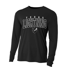 TX LT LS WICKING FAN TEE Black _Outline Design Image