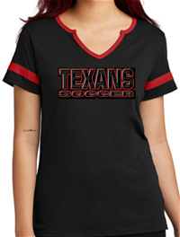 TEXANS LADIES V NOTCH SPORT TEE BLACK/RED